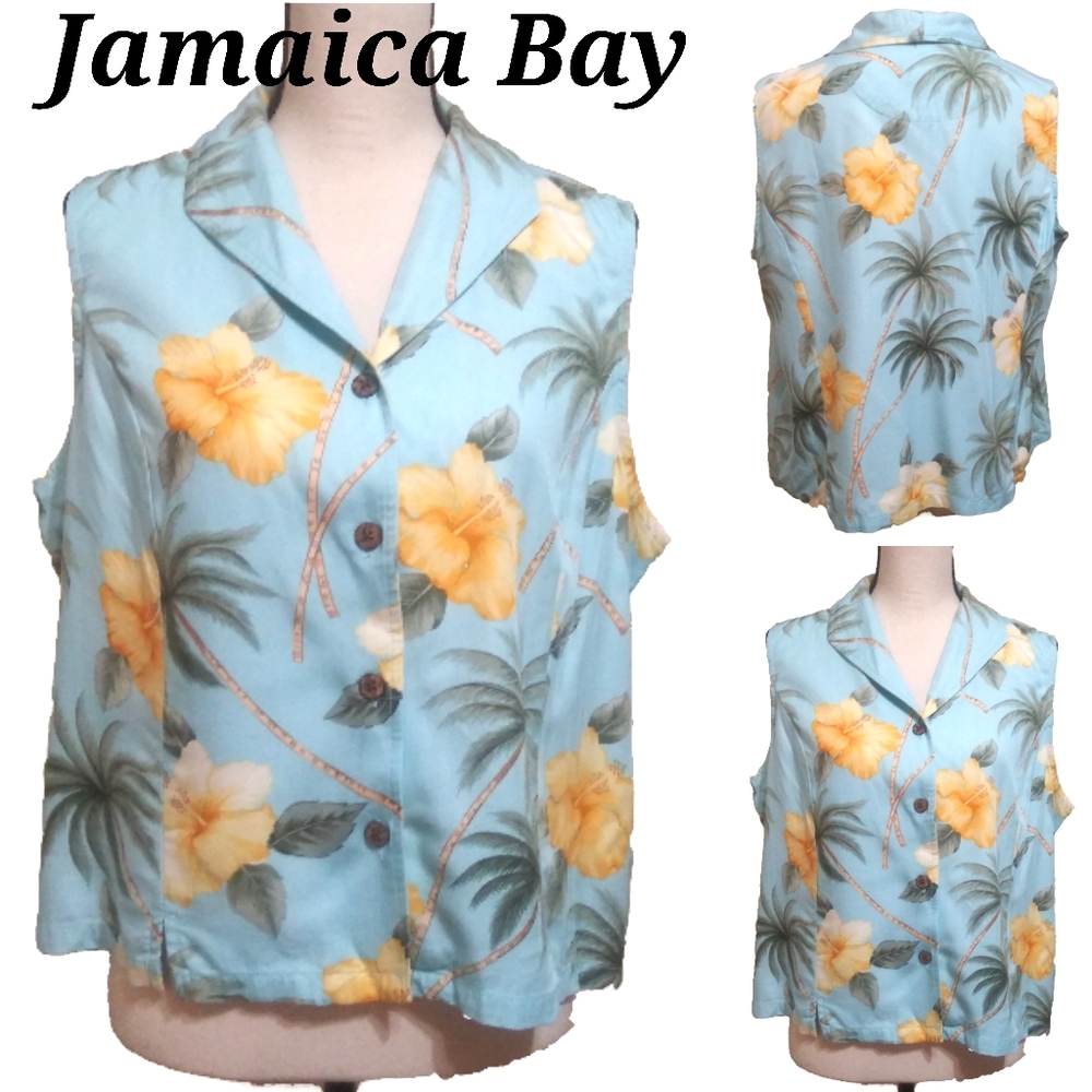 🌟 Vintage Jamaica Bay Hawaiian Floral Button Down